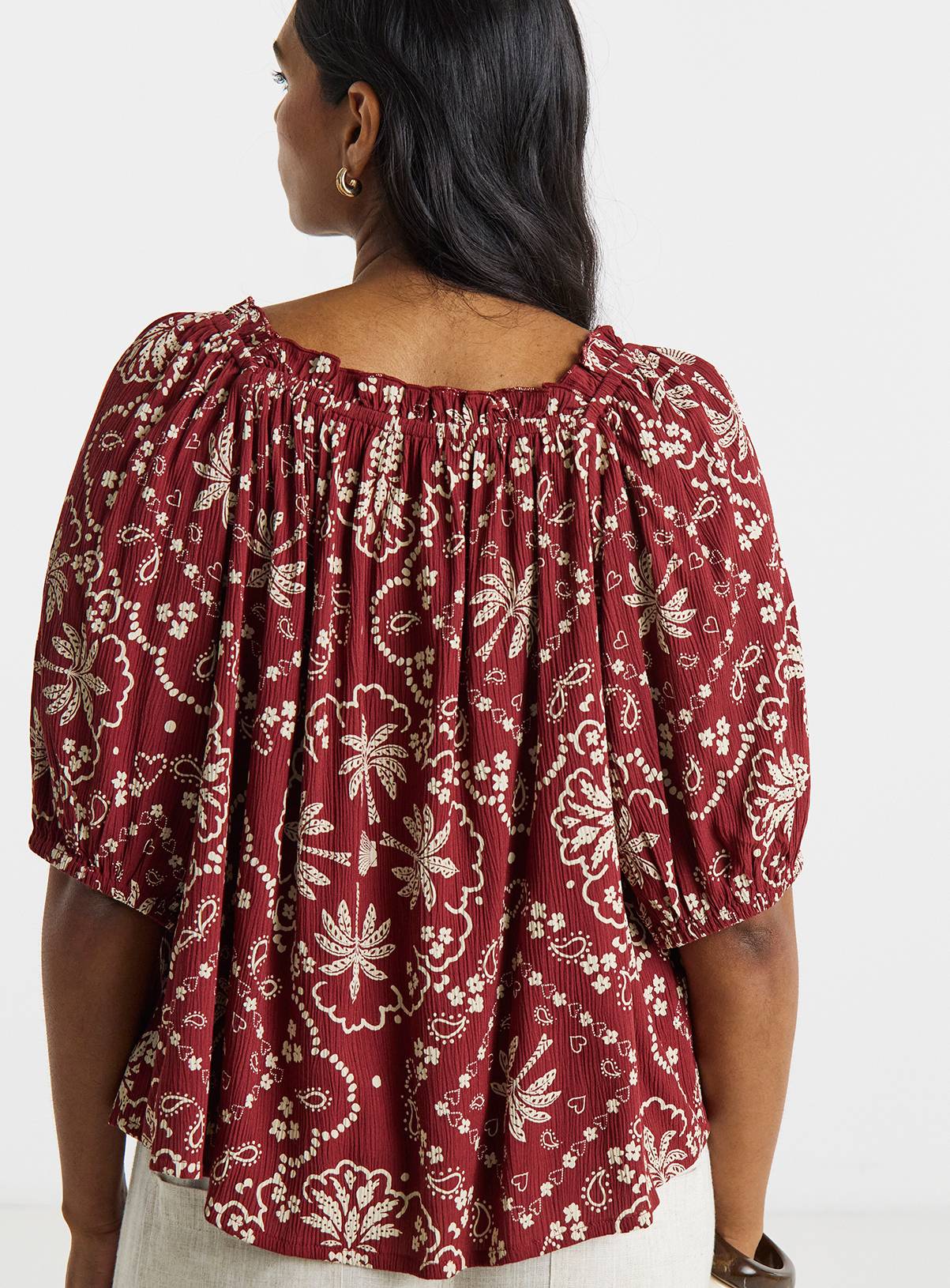 SIMPLY BE Scarf Print Crinkle Smock Blouse 14 - Image 2